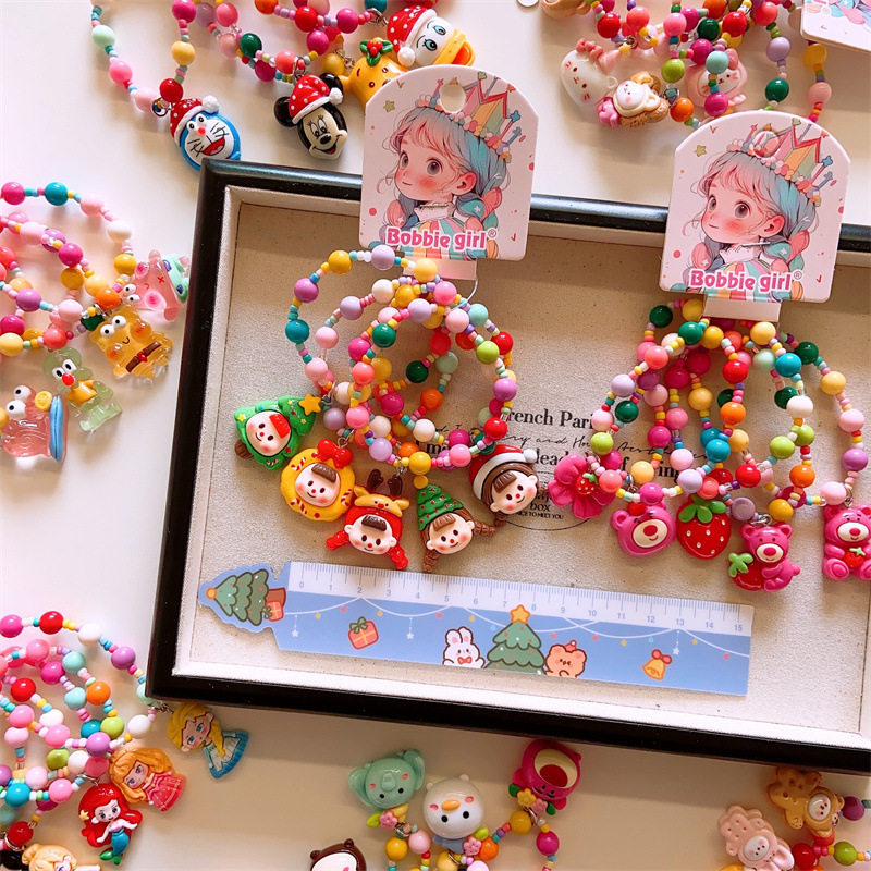 亲子款手链儿童可爱树脂涂鸦女孩手链女童幼儿园彩珠装饰品5条装,淘宝优惠券,粉丝福利购,淘宝优惠卷