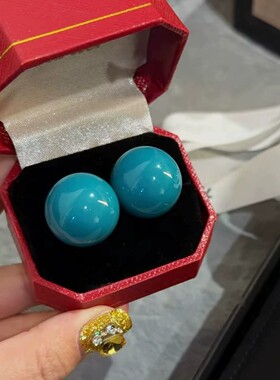 港风复古极简显白蓝绿色耳环