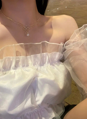 人鱼姬珍珠项链多层颈链女