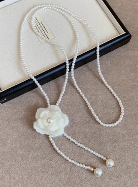 山茶花多戴珍珠项链女