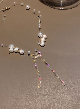 珍珠仙气新款轻奢小众蝴蝶脖颈链