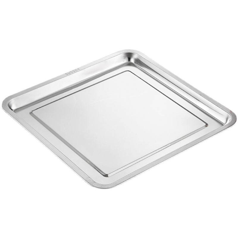 304不锈钢方盘正方形盘子厨房托盘蒸饭烧烤盘铁盘餐盘菜盘饺子盘 - 图3