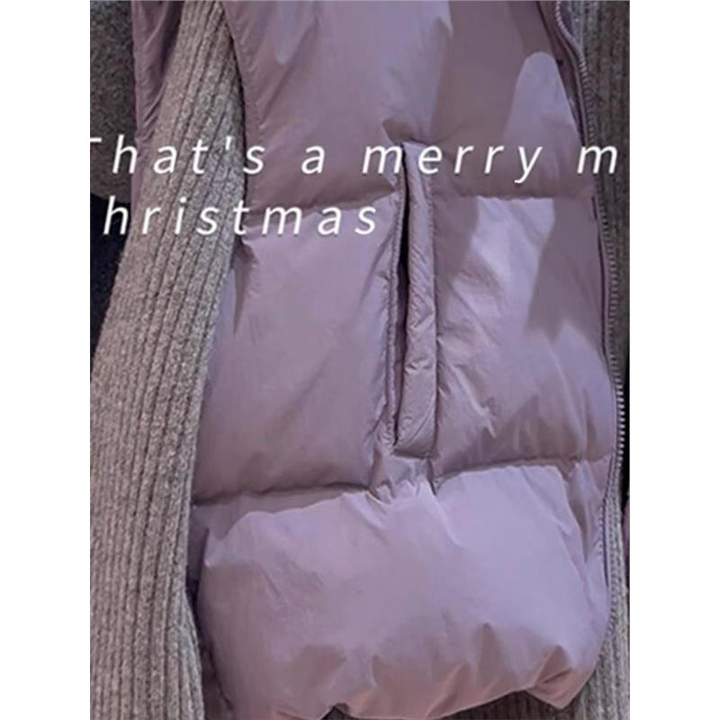 牛X货 巨炸裂！紫色短款羽绒服外套女冬季宽松立领白鸭绒背心马甲 - 图2