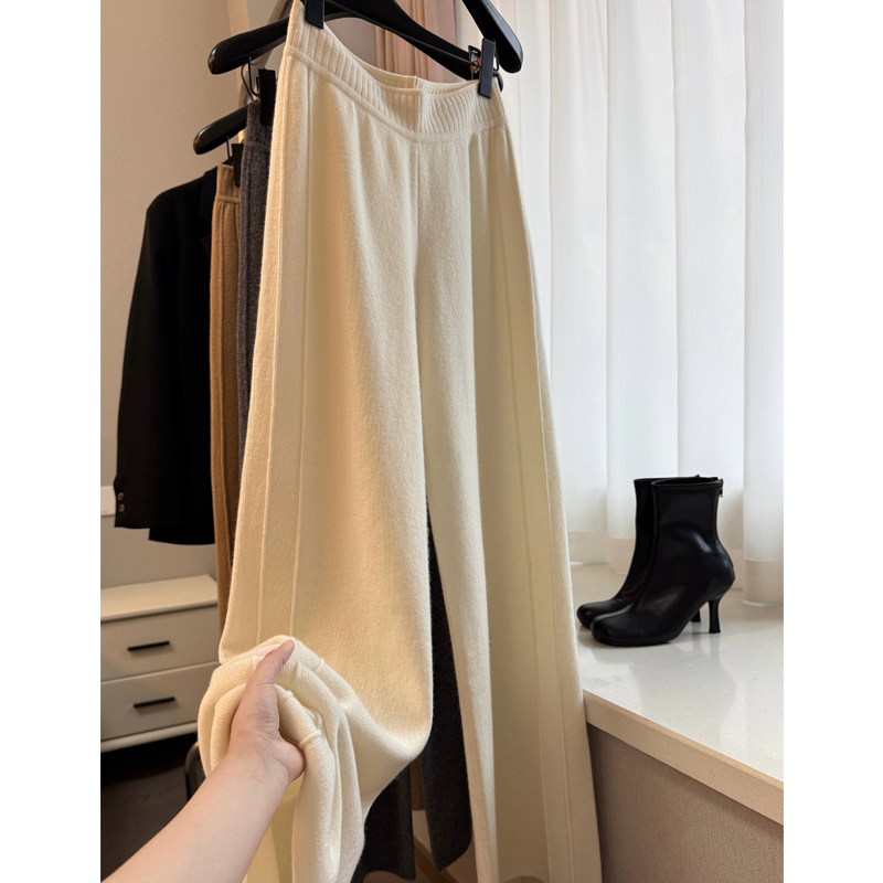 美疯了！自留爆款~巨舒适 高腰垂感针织阔腿裤女加厚休闲拖地裤子