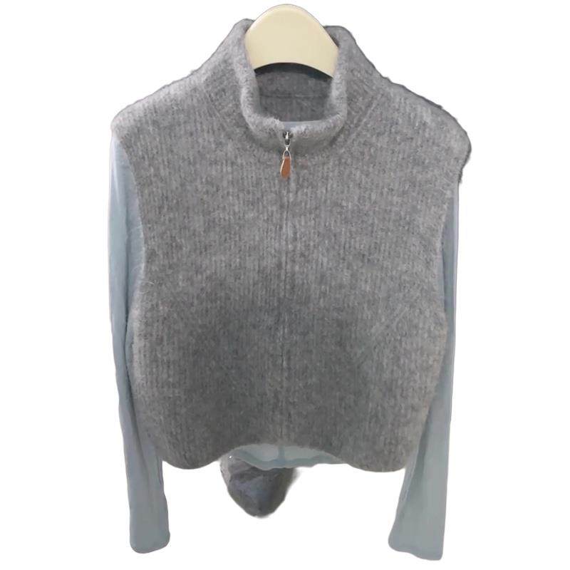 怒推！舒适简约高领双拉链针织马甲女冬季气质百搭显瘦打底衫背心,淘宝优惠券,粉丝福利购,淘宝优惠卷