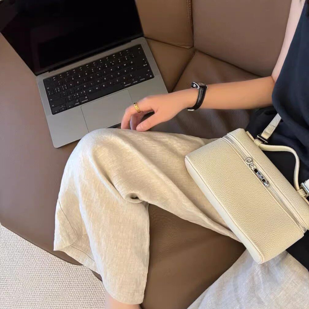 CHAO级推荐！夏季新品透气舒适宽松显瘦直筒裤韩系亚麻阔腿裤女