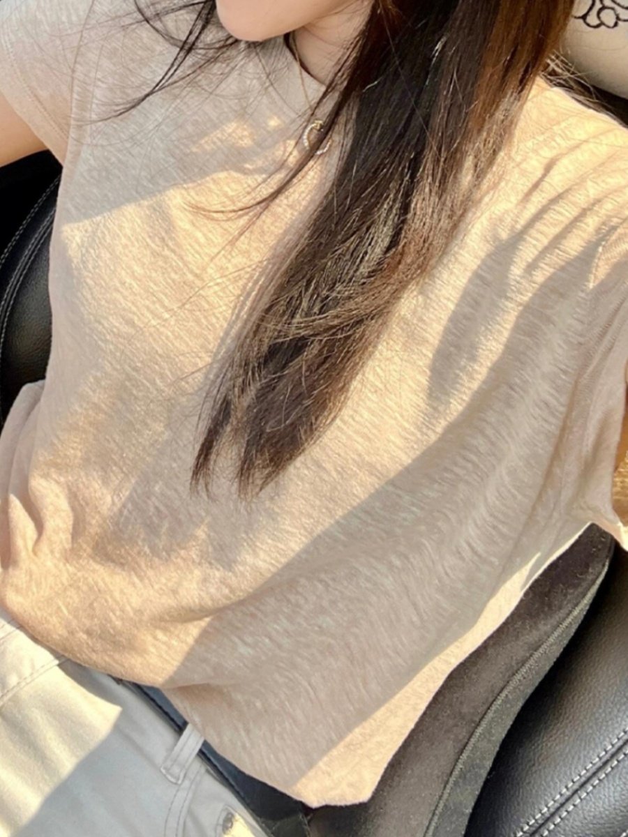 CHAO级推荐！法国进口雨露亚麻t恤短袖女亲肤凉感透气薄棉麻上衣,淘宝优惠券,粉丝福利购,淘宝优惠卷