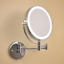 Bathroom led make-up mirror folding with lamp mirror toilet telescopic wall-mounted double sided hotel dresser free of punch