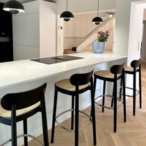 Solid wood bar bench chair modern minimalist home backrest bar stool choreography chair high footstool Nordic milk tea shop front desk chair