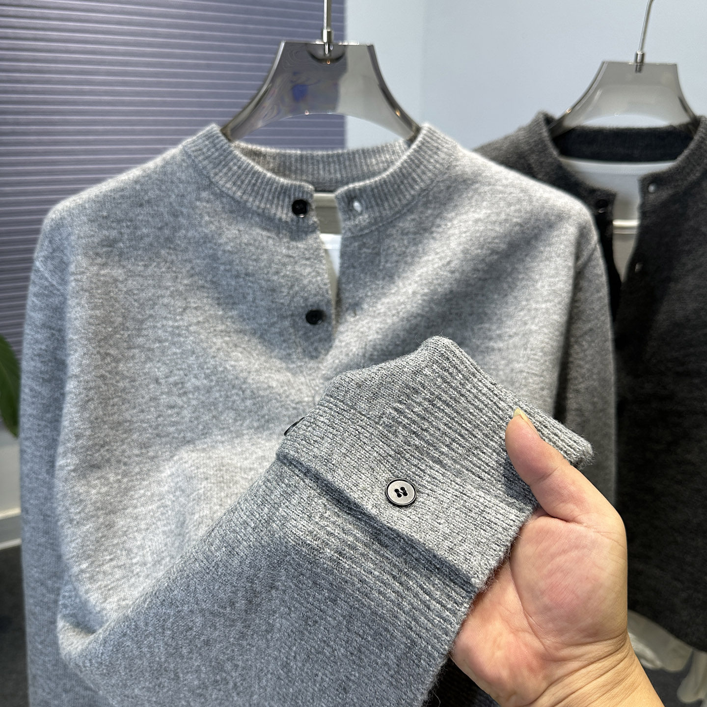 高级感纯色开衫男针织衫毛衣外套秋冬季男款圆领外搭休闲毛线衣潮,淘宝优惠券,粉丝福利购,淘宝优惠卷