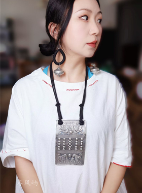 铜镀银编绳女个性棉麻长袍配饰