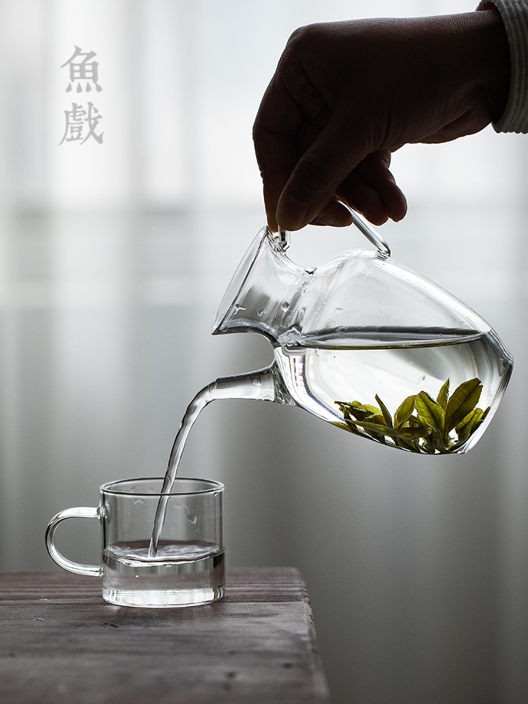 透明仿宋玻璃茶壶泡绿茶专用壶茶具小号泡茶冷水壶泡茶器家用单壶