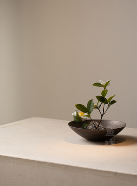 鱼戏玻璃剑山插花器皿固定器花插复古粗陶壶承茶托盘装饰艺术摆件