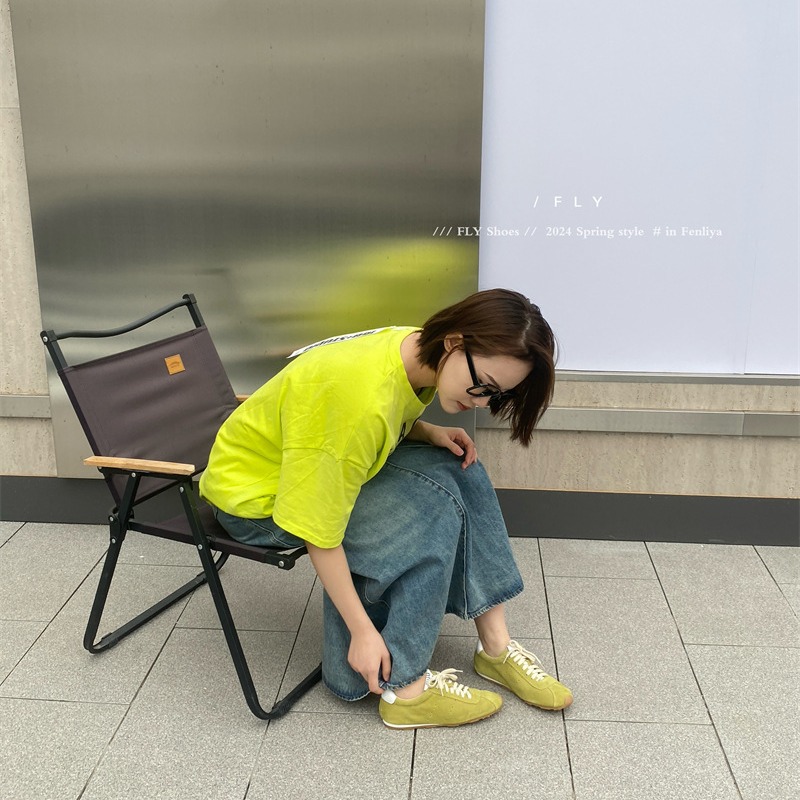 风莉雅 miu家同款阿甘鞋女2025新款早春小白鞋休闲鞋百搭德训鞋女 - 图1