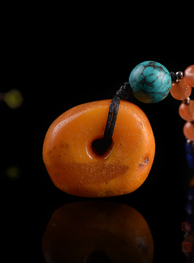 古董蜜蜡青金石吊坠南红项链