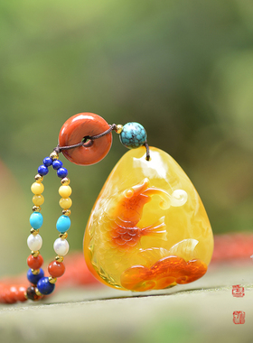 青金石项链蜜蜡吊坠南红玛瑙