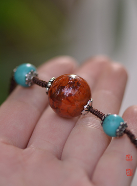 南红玛瑙绿松石项链吊坠