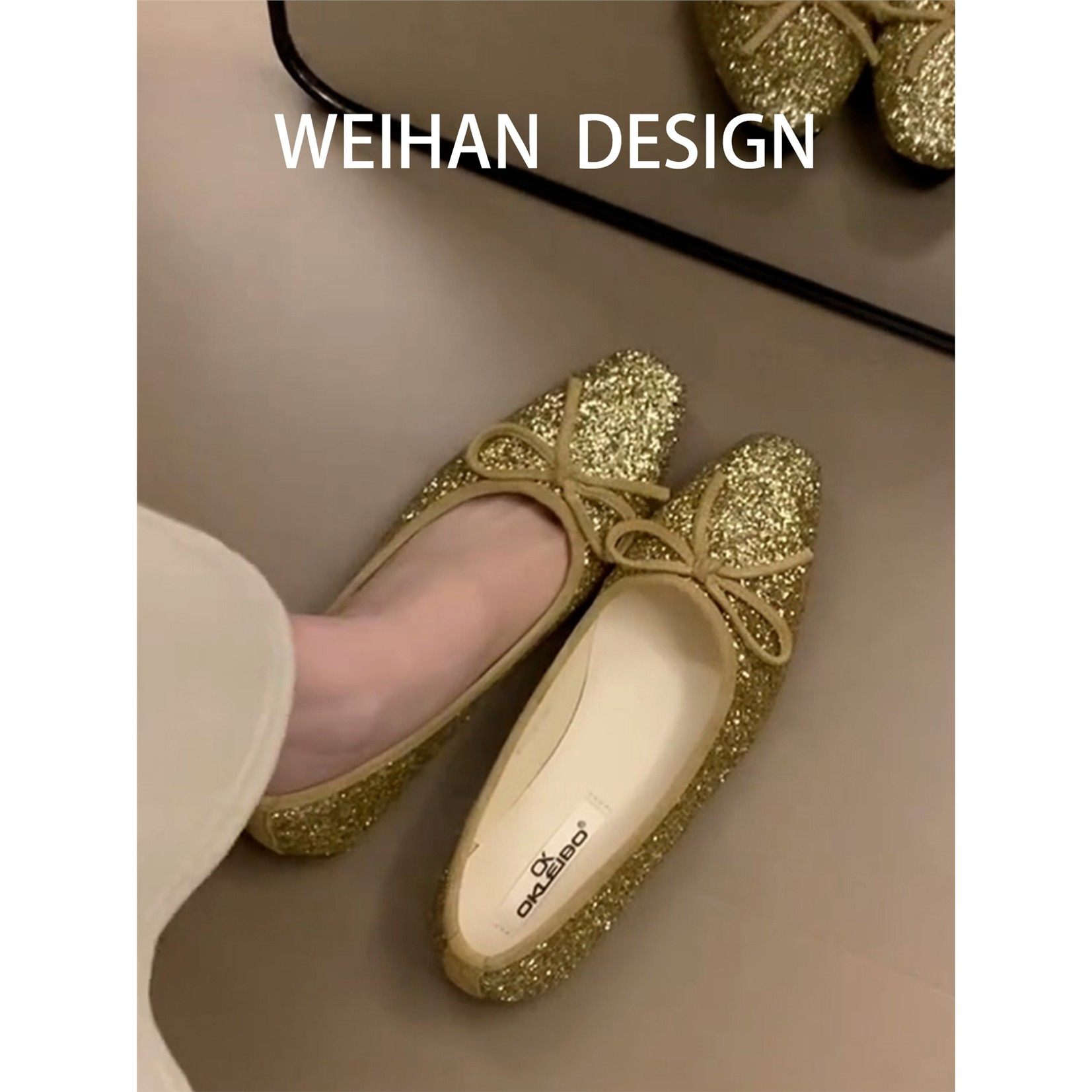 羊皮版！法式平底亮片浅口单鞋女蝴蝶结方头玛丽珍鞋配裙子芭蕾鞋,淘宝优惠券,粉丝福利购,淘宝优惠卷