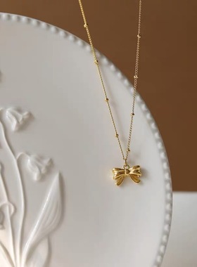 仙女风时尚设计感在逃公主蝴蝶结小巧项链女锁骨链不掉色高级轻奢