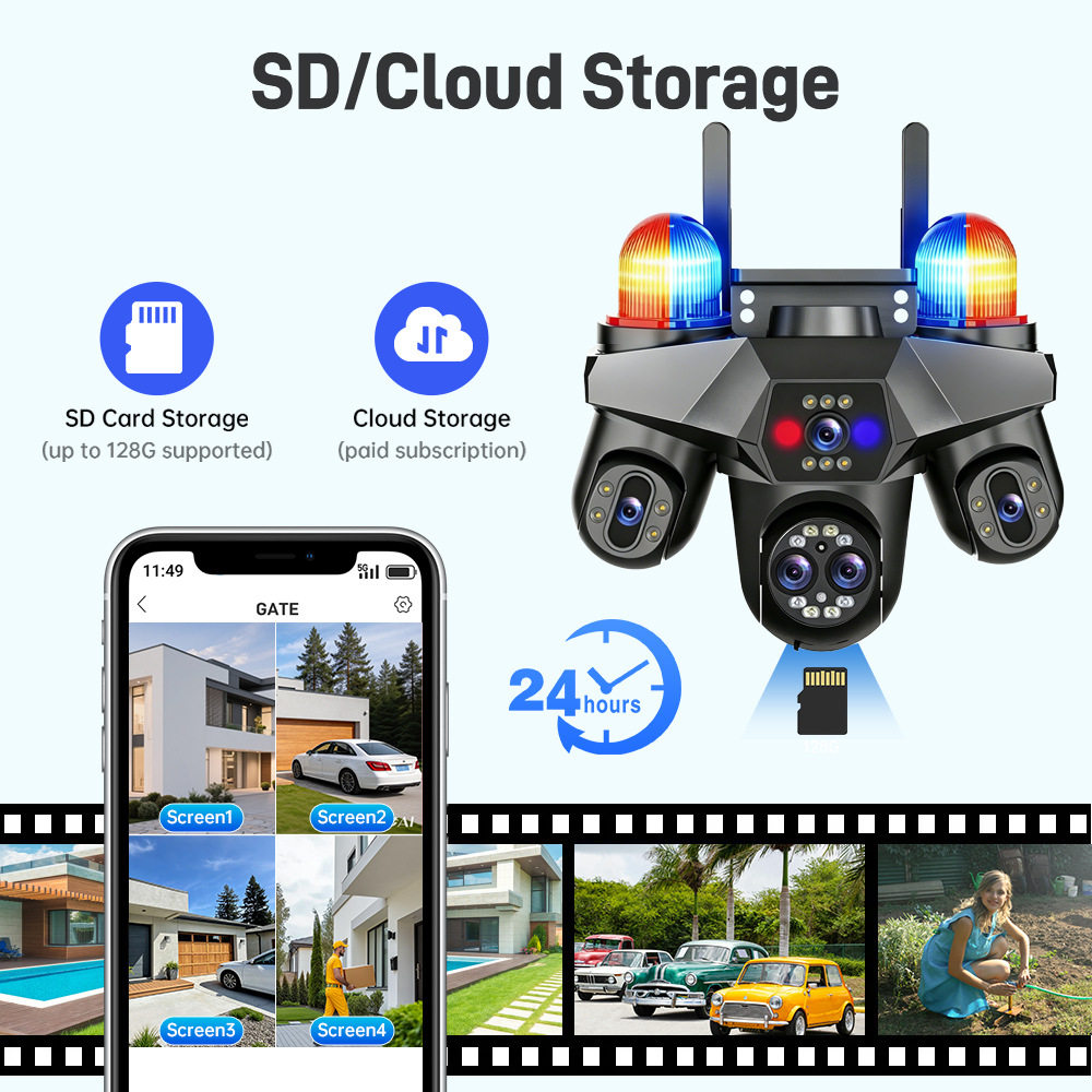 WiFi monitor camera night vision matte full color home remote 4G wireless outdoor no electricity and no network