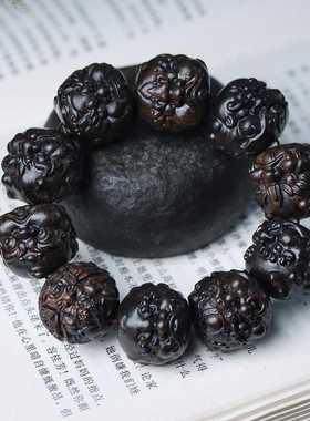 沉香木龙生九子手串25mm