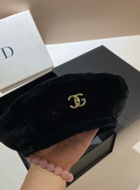 CG金丝绒贝雷帽女百搭女春秋冬
