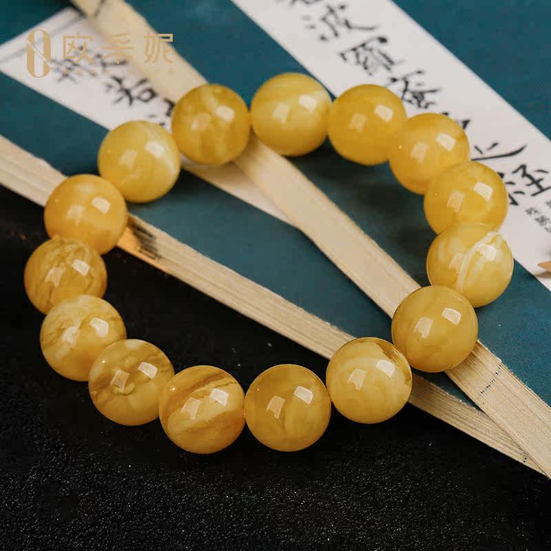 欧采妮蜜蜡手串单圈天然无优化手链 oucerny欧采妮手饰