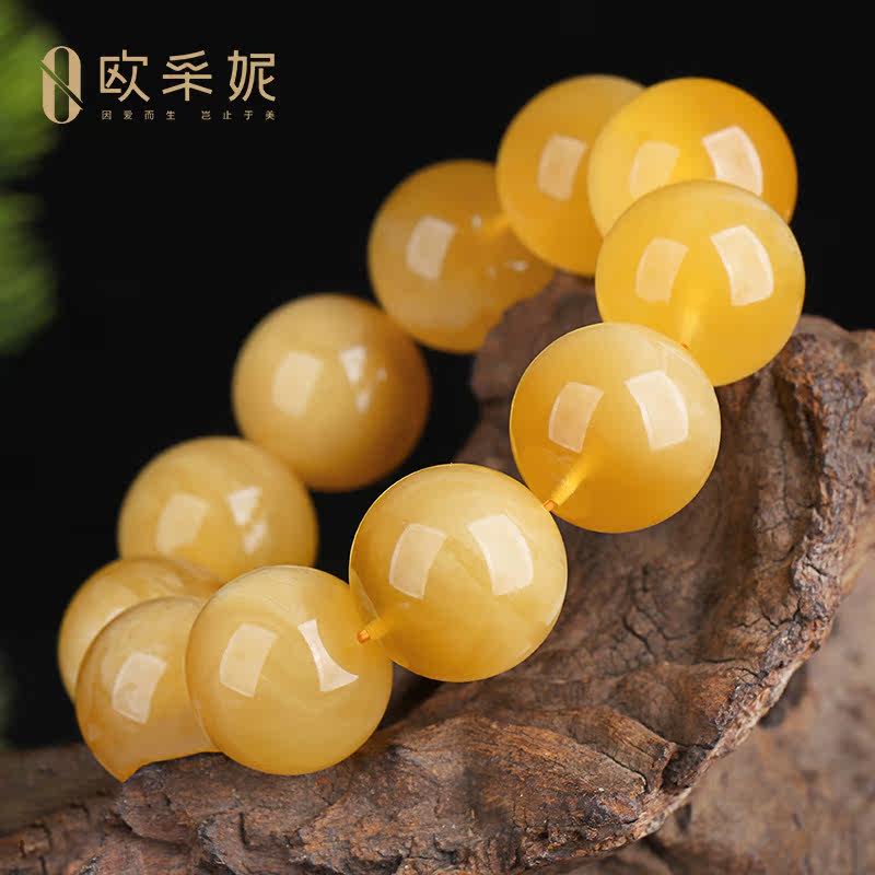 欧采妮蜜蜡手串单圈天然无优化手链 oucerny欧采妮手饰