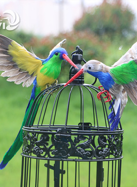 仿真翠鸟摆件真羽毛模型