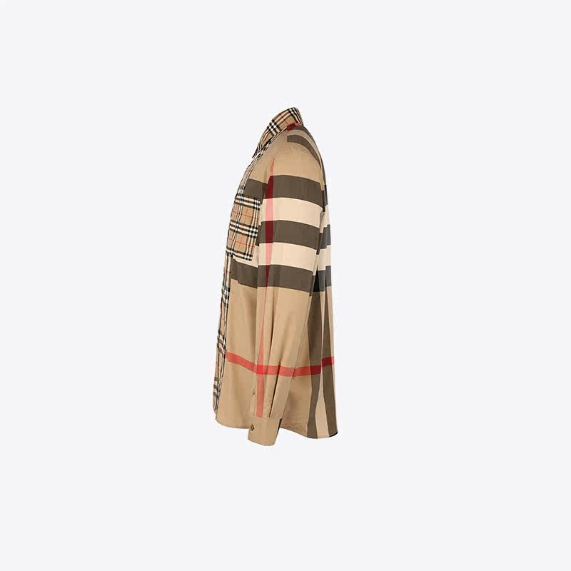 burberry /博柏利男士镶拼格纹衬衫 万奢城衬衫