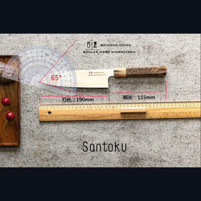 百浓通体M390进口粉末不锈钢三德刀菜刀santoku高硬度日式主厨刀_虎窝淘