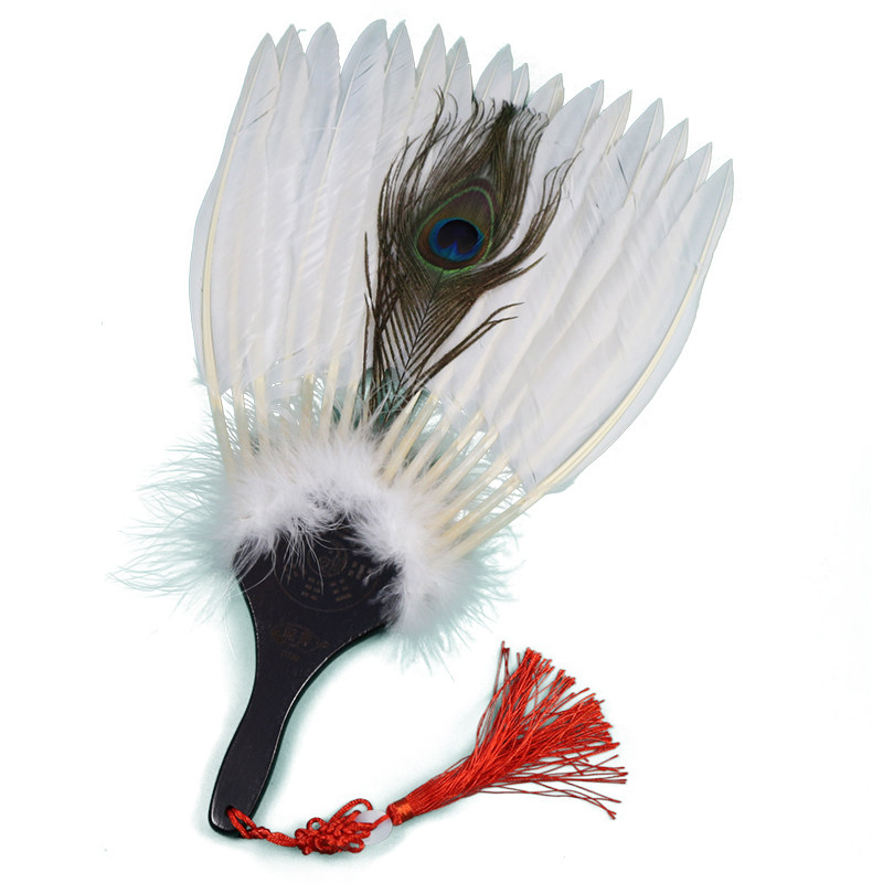 古风白色单层孔明扇复古风工艺扇中国风16根鹅毛扇子诸葛亮羽毛扇,淘宝优惠券,粉丝福利购,淘宝优惠卷