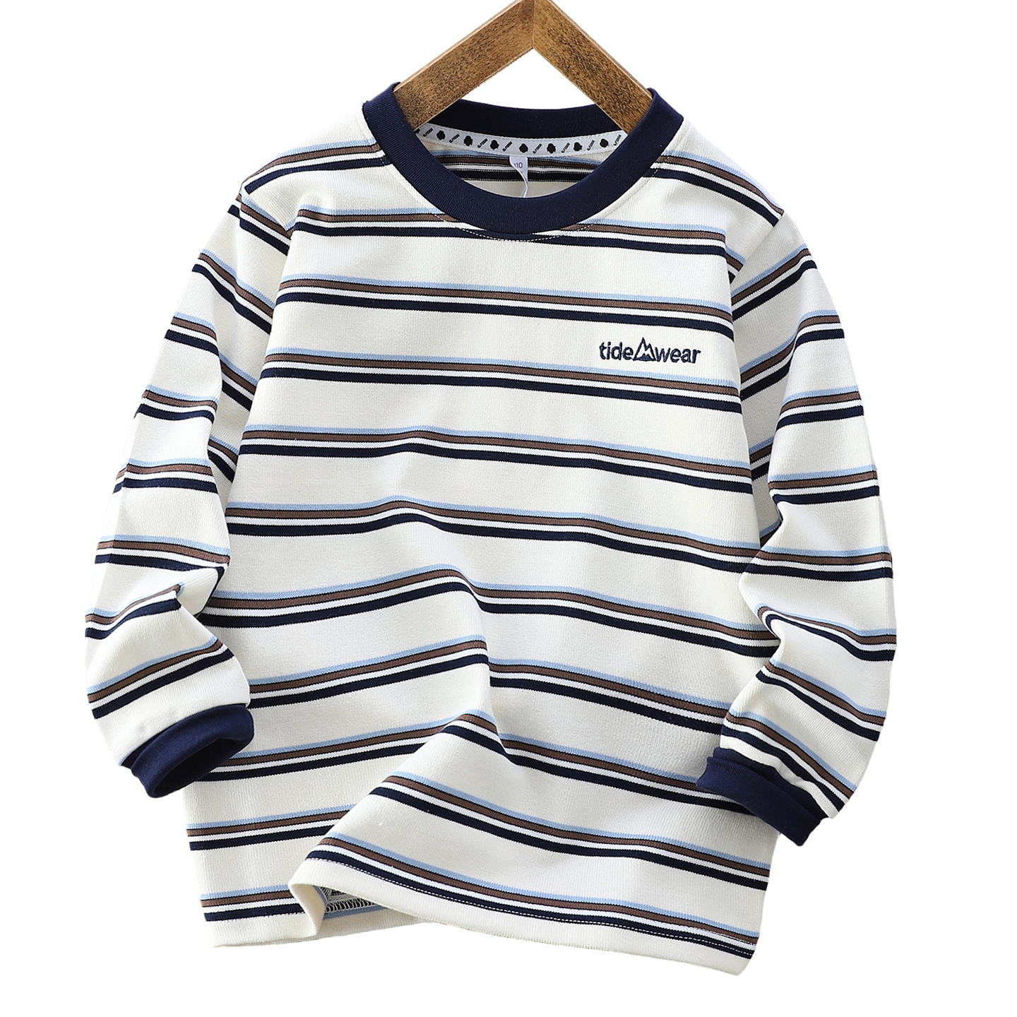 男童纯棉长袖T恤春秋2025新款儿童条纹帅气打底衫中大童男孩上衣 - 图3