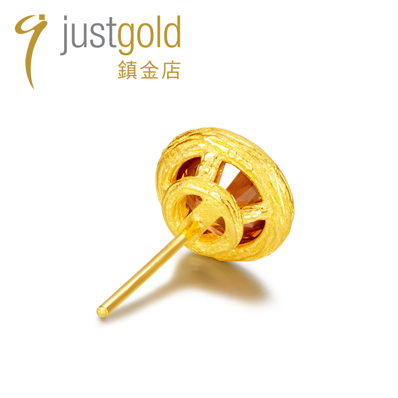 justgold鎮金店萤火咖足金黄金耳钉耳环时尚大方简约个性1321901Y - 图2