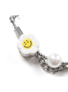 Salute雏菊反战笑脸太阳花珍珠情侣手链