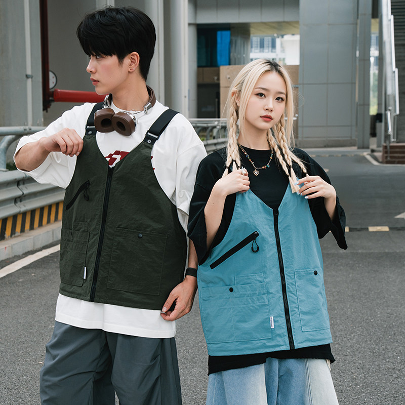 工装美式复古多功能多口袋尼龙马甲背心户外机能两用挎包外套,淘宝优惠券,粉丝福利购,淘宝优惠卷