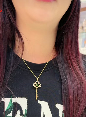 s925银镶天然透辉石吊坠时尚潮流珠宝首饰