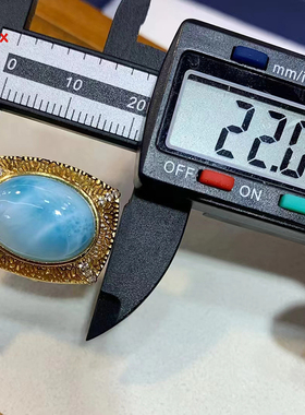 天然海纹石蛋面戒指s925银镶嵌拉利玛轻奢时尚珠宝