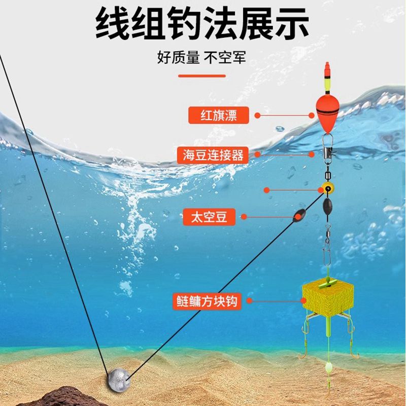 浮钓鲢鳙专用钩新款方块饵料翻板钩十字五爪鲢鳙扁担钩海抛竿鱼钩 - 图1