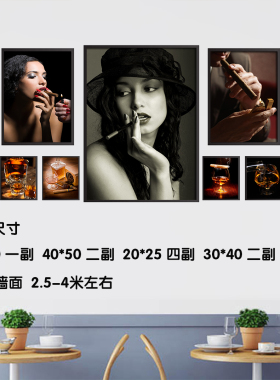 雪茄娱乐会所美女酒杯海报装饰画