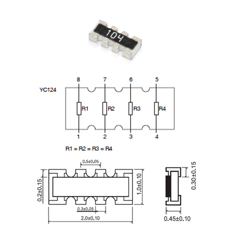 0402*4贴片排阻0R 10R 100欧 1K 10K 100K 101 102 103 104电阻 - 图0
