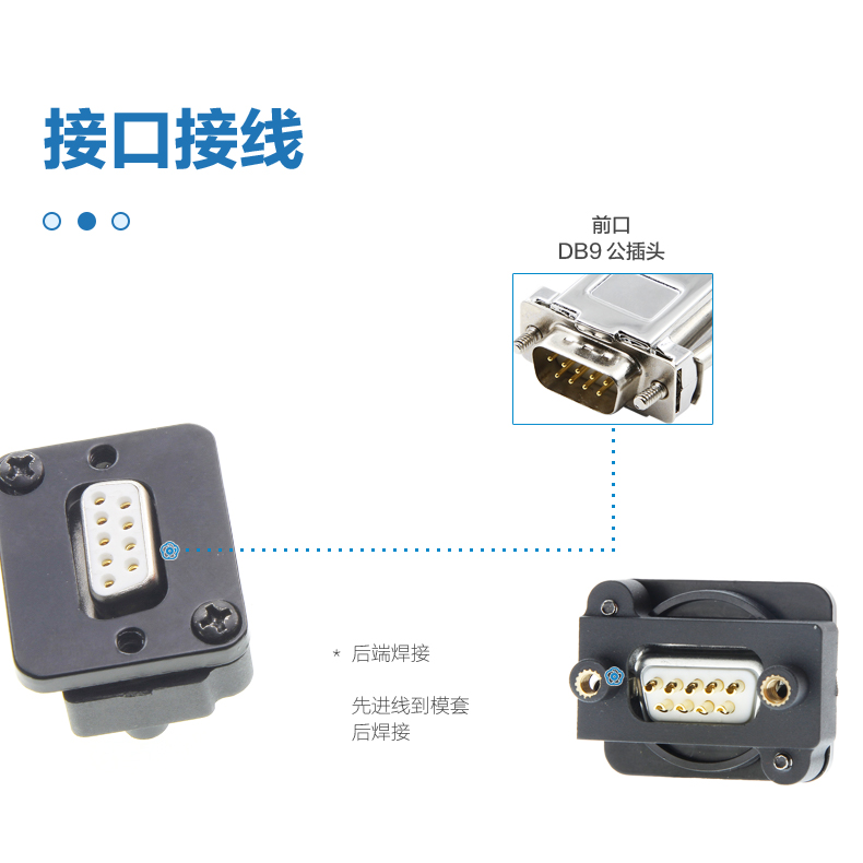 DKL-RS232-F母焊接车针DB9针卡农机柜面板串口D型插座可锁定插头-图1