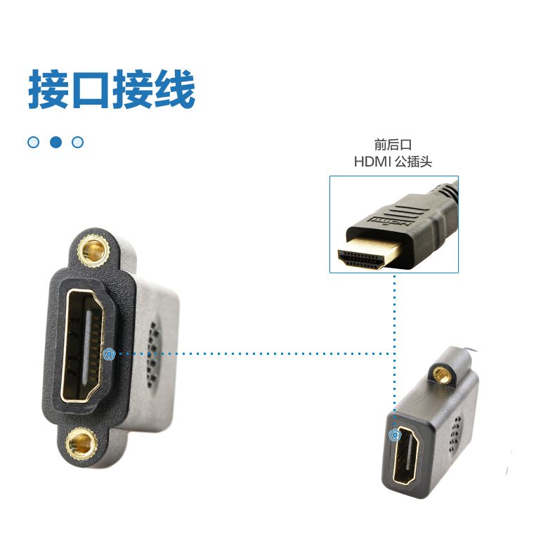 MC-HDMI-2.0高清4K 60hz母对母直通机箱面板装带耳固定插座古诺泽 - 图1