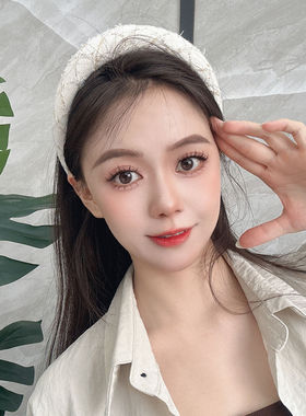 小香风菱格温柔蓝色高颅顶发箍女