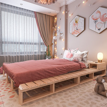 Full Solid Wood Tatami Bed Mi Bed Ins Wind Dwarf Bed Frame Plus High Bed Bed Single Apartment Folk Accommodation Rental Small Household Type Custom