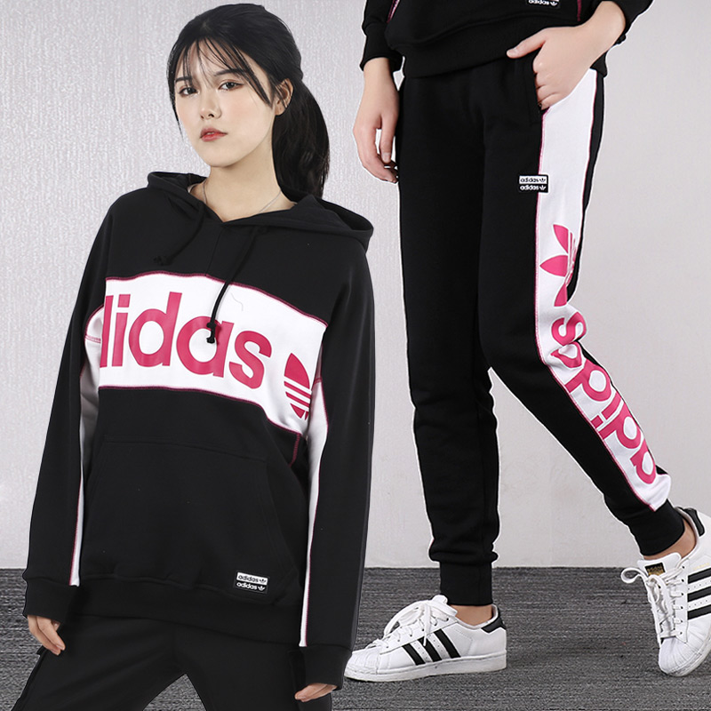 Adidas Clover Set Women's 2019 Autumn/Winter New Sportswear Hooded Coat Short Leggings Pants