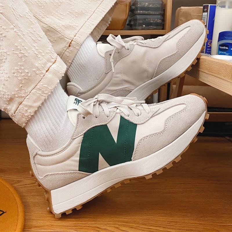 New Balance休闲运动鞋NB327系列灰绿色跑步鞋男鞋女鞋潮MS327HR1 - 图1