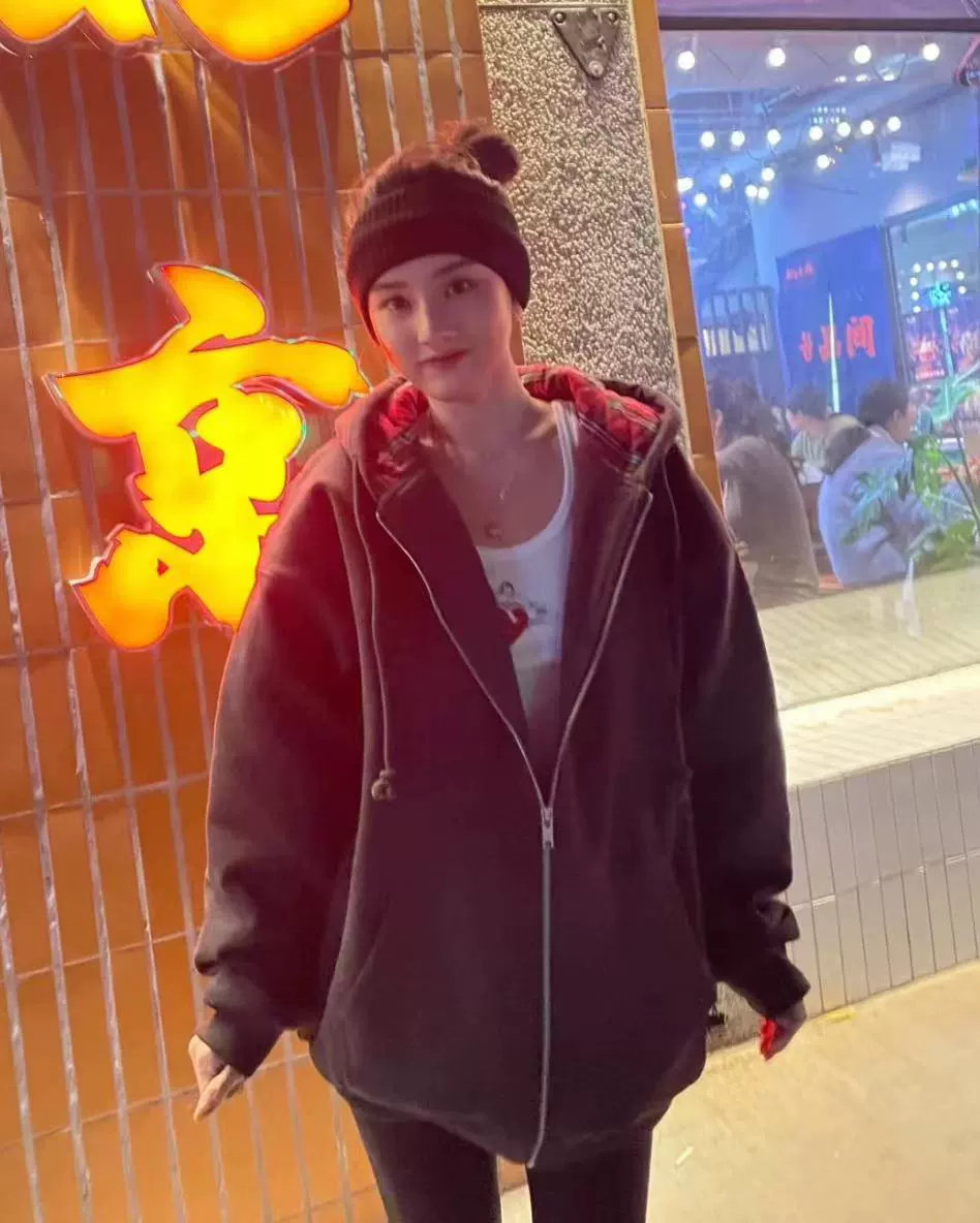 Brandy BM宋祖儿同款内里红格纹连帽夹棉外套bm新款美式保暖棉服,淘宝优惠券,粉丝福利购,淘宝优惠卷