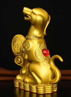 纯黄铜狗摆件西北缺角生肖狗