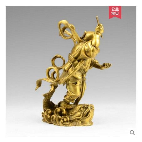 全铜魁星点斗摆件独站鳌头家用办公室书房桌面装饰品魁星踢斗铜像 - 图1